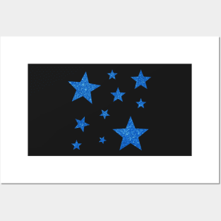 Royal Blue Faux Glitter Stars Posters and Art